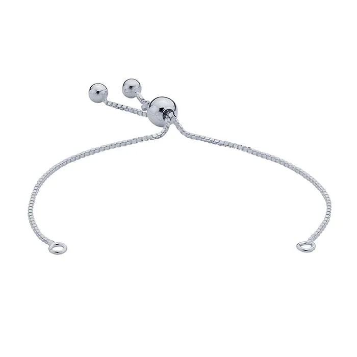 Sterling Silver Box Chain Bracelet Components, Adjustable - RioGrande