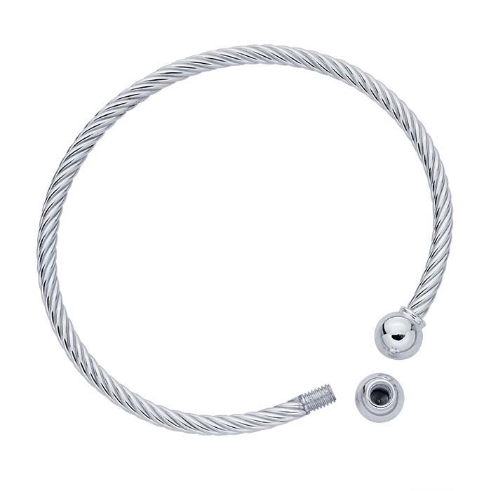 Sterling Silver Twist-Wire Cuff Bracelet with Removable Ball Ends