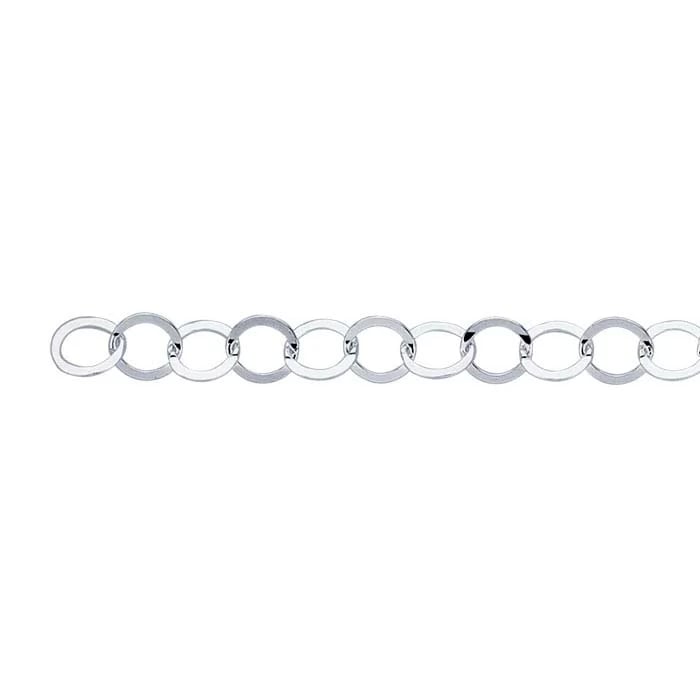 Sterling Silver 3.6mm Flat Oval Cable Chain, By the Foot - RioGrande