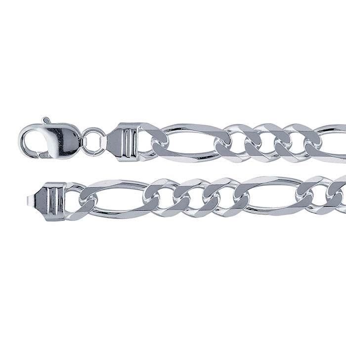 Sterling Silver Diamond-Cut Figaro Chain Bracelet - RioGrande