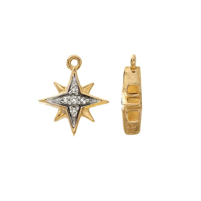 daisy♡14kgf 14K Yellow Gold Diamond-Set Daisy Charm - RioGrande