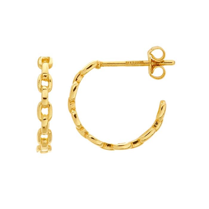 14K Yellow Gold Diamond-Cut Huggie Hoop Earring - RioGrande