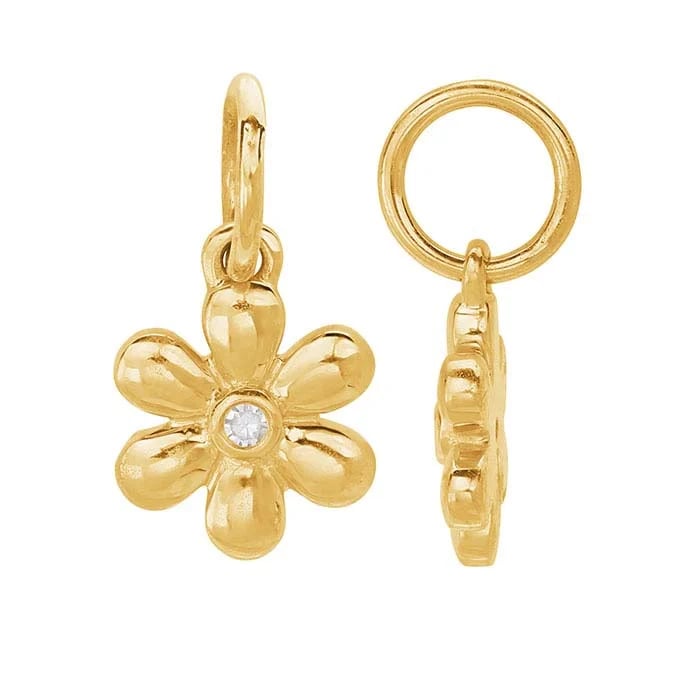 ★daisy★✾14kgf 14K Yellow Gold Diamond-Set Daisy Charm - RioGrande