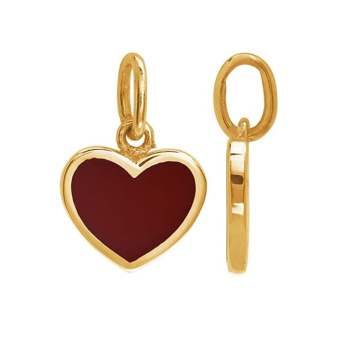 14K Yellow Gold Red Enamel Heart Charm RioGrande