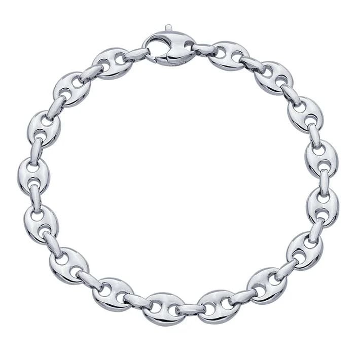 Sterling Silver 8mm Puffed Anchor Chain Bracelet - RioGrande