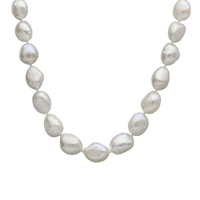 Cultured 10mm White Baroque Pearl Necklace - RioGrande