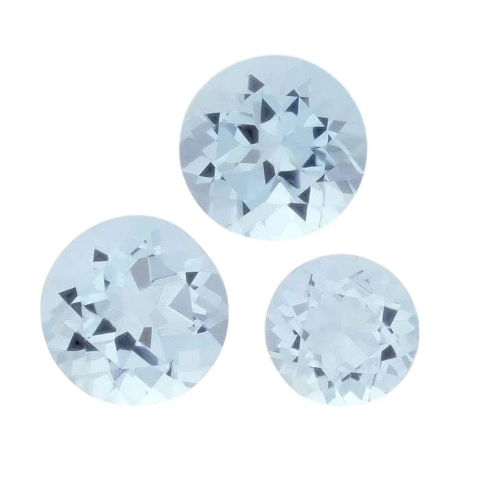 Aquamarine Round Faceted Gemstones, AA-Grade - RioGrande