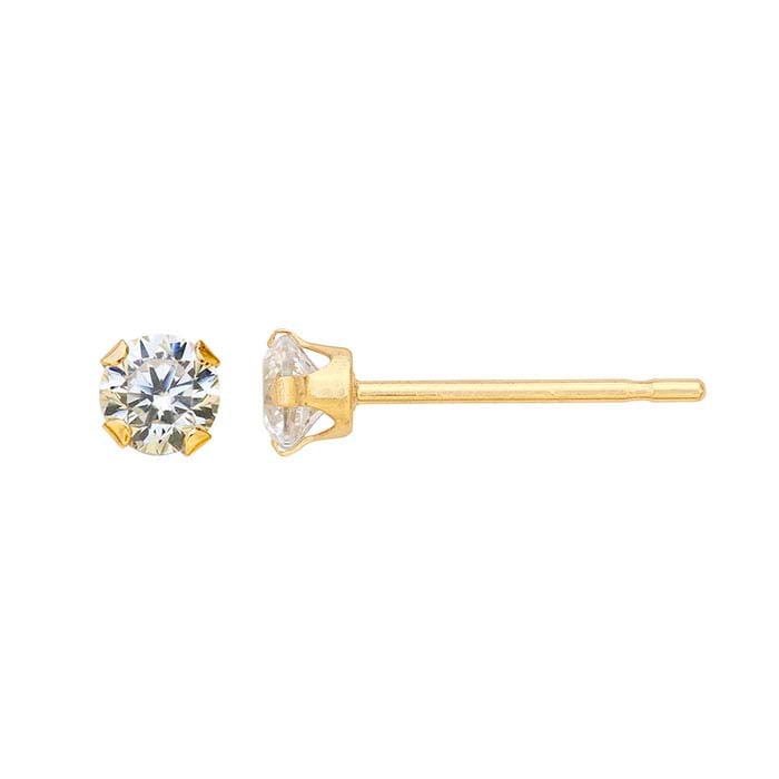14K Yellow Gold 4mm White CZ-Set Post Earring - RioGrande