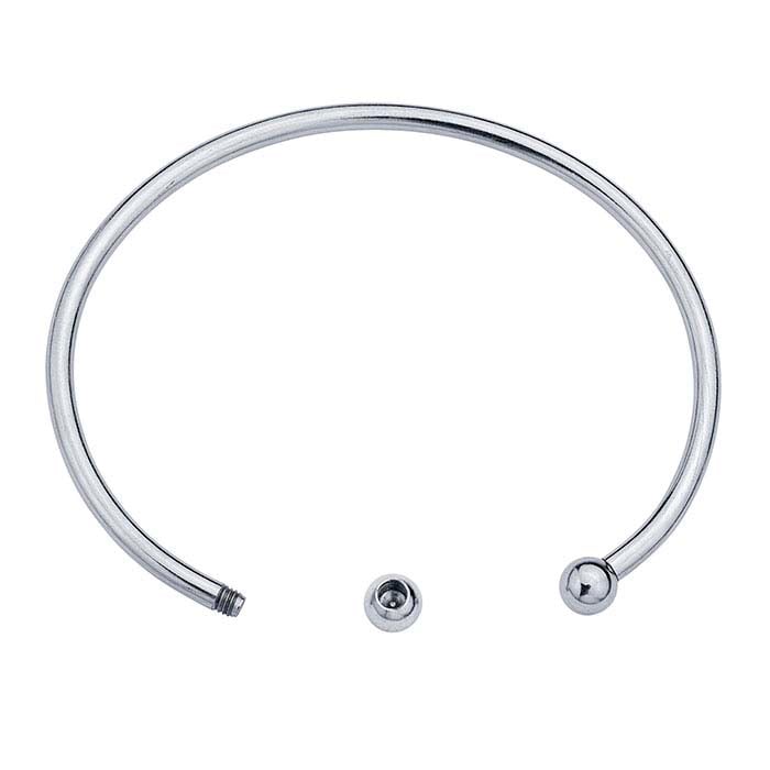 Stainless Steel Cuff Bracelet with Threaded Ball Ends