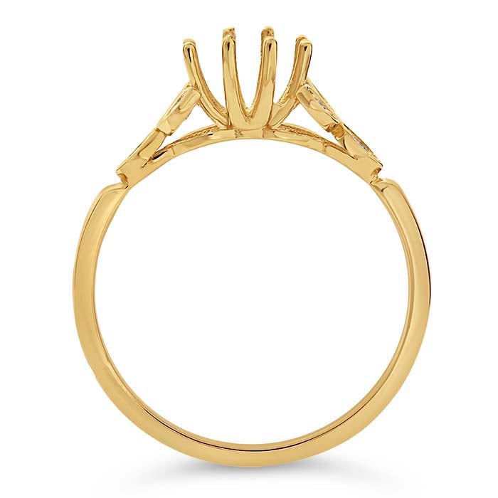 14K Yellow Gold 6 x 4mm Oval Semi Mount Engagement Ring Mounting