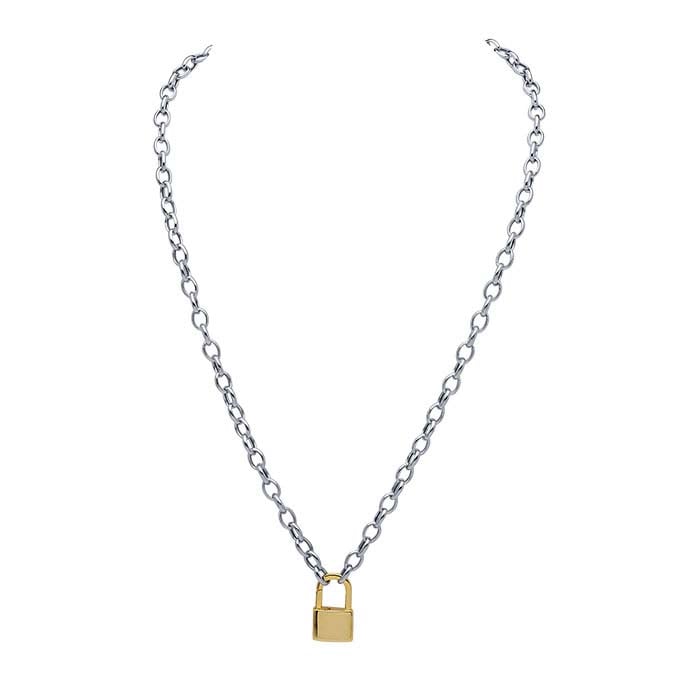 Sterling Silver Gold-Plated Padlock Necklace - RioGrande