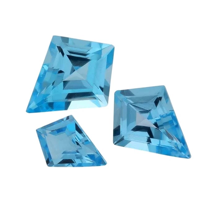 Swiss-Blue Topaz Kite Faceted Gemstones, AA-Grade - RioGrande