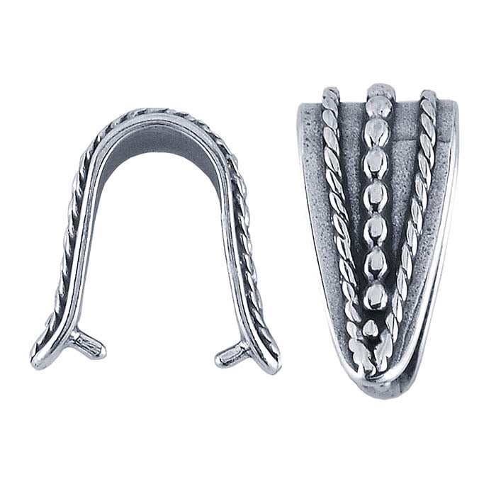 Sterling Silver Beaded Pinch Pendant Bail - RioGrande