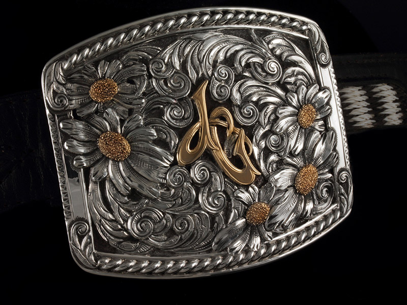 Scott Hardy TCA Marked Buckle on Ostrich Belt — Old West Events