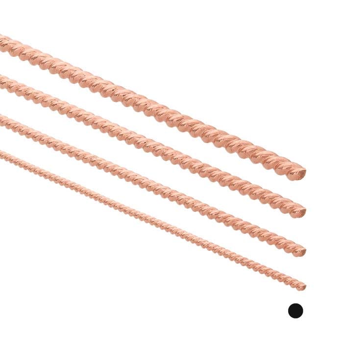 14/20 Rose Gold-Filled Round Twist-Pattern Wire, Dead-Soft