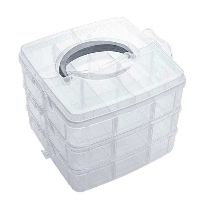 Plastic 18-Compartment Three-Level Stacked Organizer Box - RioGrande