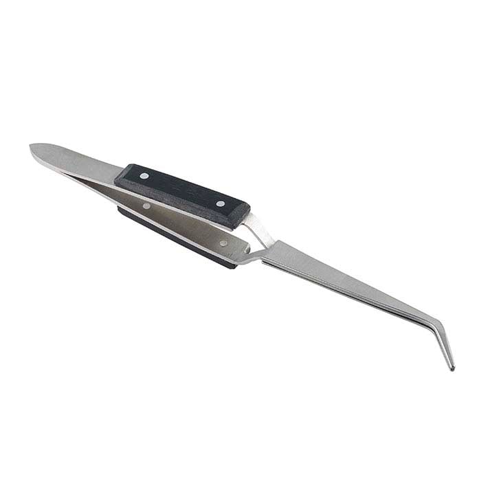Fiber Grip Tweezers Jewelry Hobby Craft Soldering Fiber Grip Cross Locking  Set Bent and Straight Tip 5 PCS By JTS