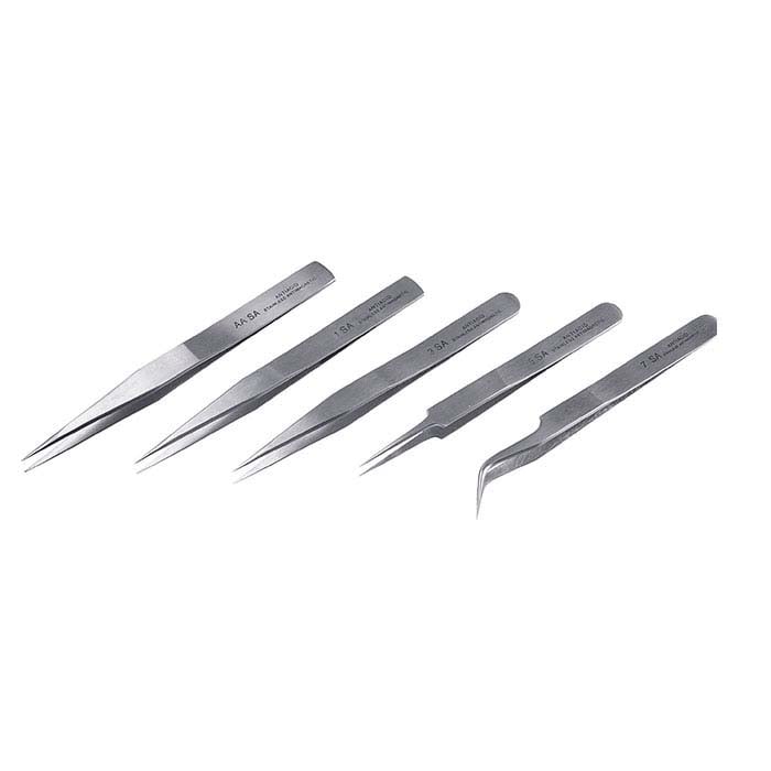 Anti-Magnetic Tweezers Assortment, Set of 5 - RioGrande