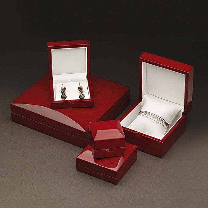 1 Premium Rose Wood Veneer & White  Ring Jewelry Display Gift Boxes 