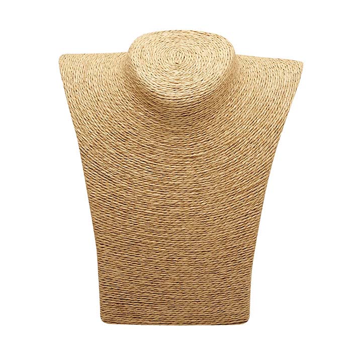Beige Organic Paper Twine Necklace Bust Display RioGrande