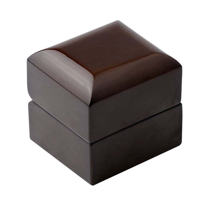 Glossy Brown Wood Lighted Ring Box - RioGrande