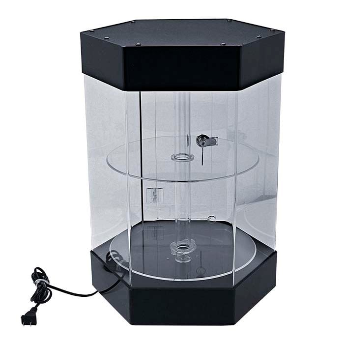 Clear Acrylic Lockable Rotating Chain Display Case with Light