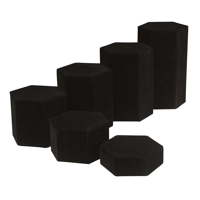 Black Velveteen Hexagonal Block Riser Display Set - RioGrande