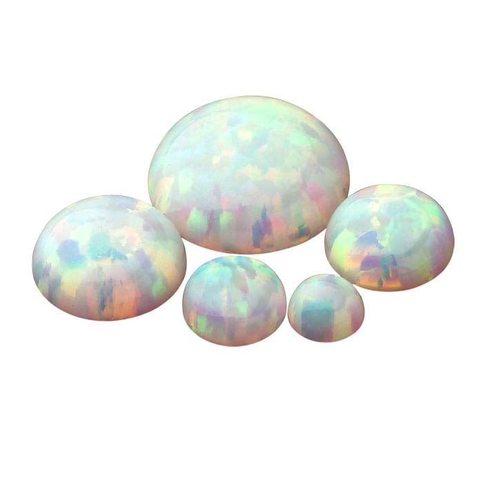 セミ・クリアな黄、白、赤ガラスの織りなす線紋のササン・モザイク・ビーズ　４-７C Kyocera White Opal Round Cabochon - RioGrande