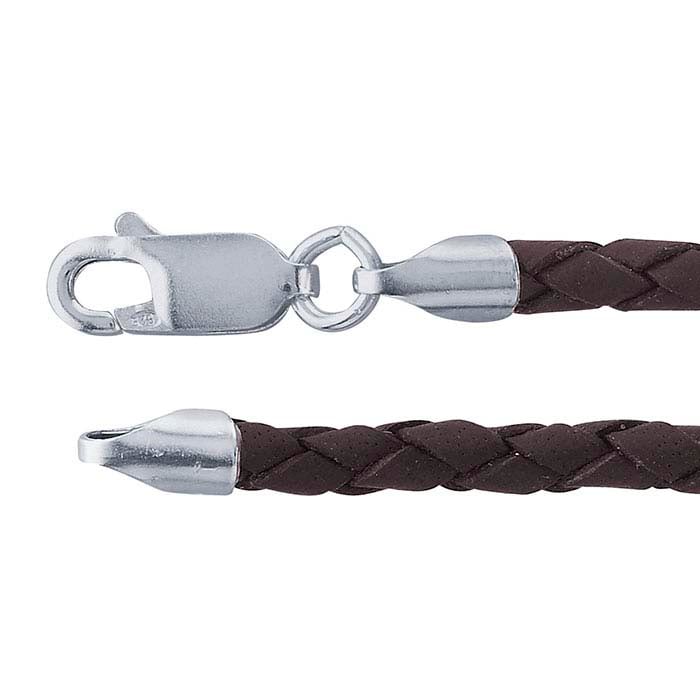 Brown Leather Braided Cord with Sterling Silver Clasp - RioGrande