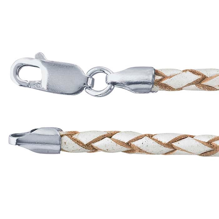 Pearl-Color Leather Braided Cord with Sterling Silver Clasp - RioGrande