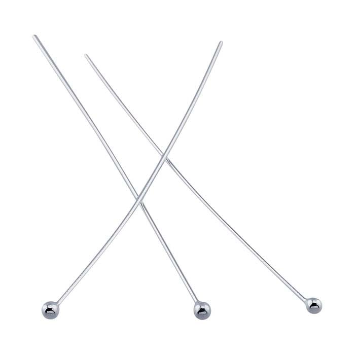 Sterling Silver 0.9mm Ball Head Pin, 28-Ga., 1/2-Hard