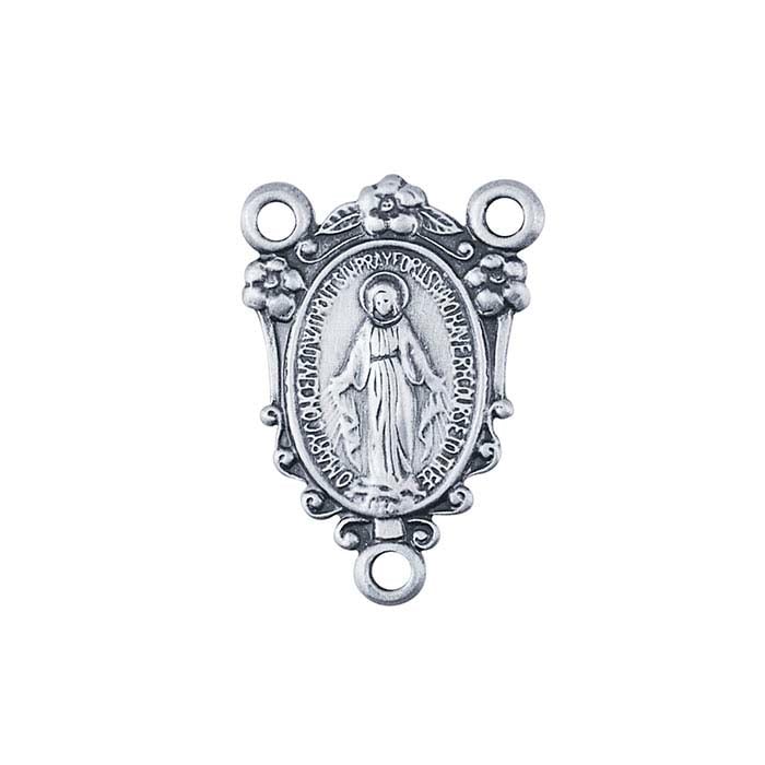 Sterling Silver Miraculous Medal Rosary Center Pendant RioGrande