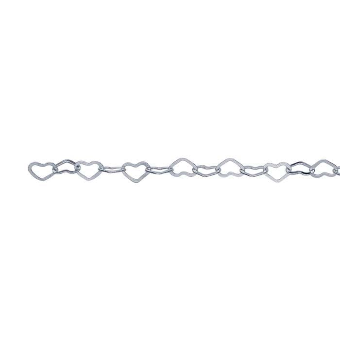 Sterling Silver Flat Heart Link Chain, By the Foot - RioGrande