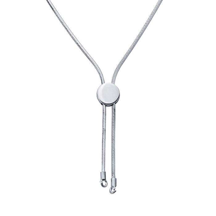 Sterling Silver Eight-Sided Seamed Snake Chain Necklace with Round Slider,  Adjustable - RioGrande