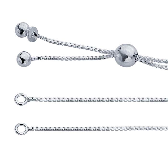 Sterling Silver Adjustable Slide 1mm Box Chains Sterling Silver Adjustable Slide 1mm Box Chains