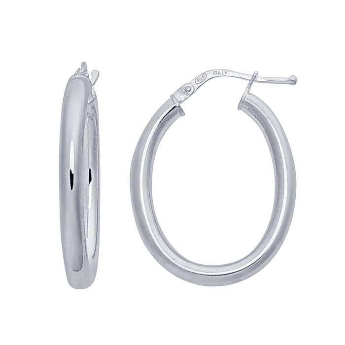 Sterling Silver Oval Hoop Earrings RioGrande