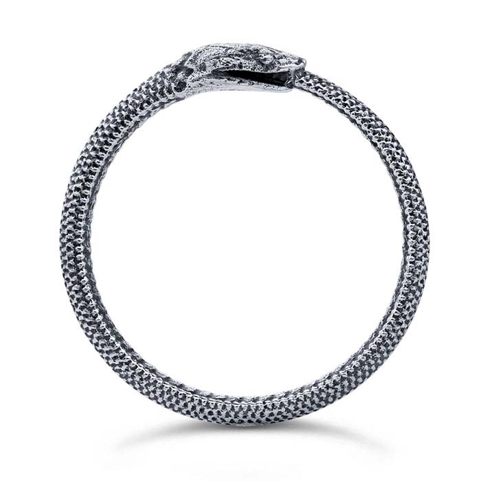 Ouroboros Snake Stainless Steel Ring, Silver