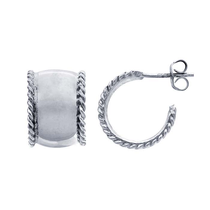 Silver Rope Edge Sterling Silver Rope-Edge Hoop Earrings - RioGrande