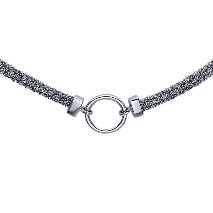 Sterling Silver Rhodium-Plated Choker-Style Necklace with Center