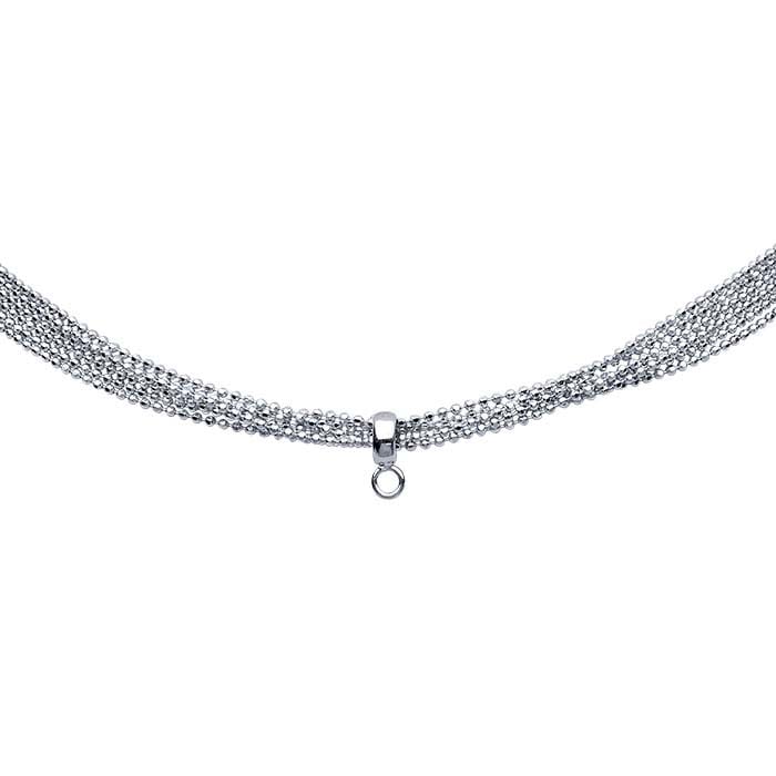 Sterling Silver Rhodium-Plated Choker-Style Necklace with