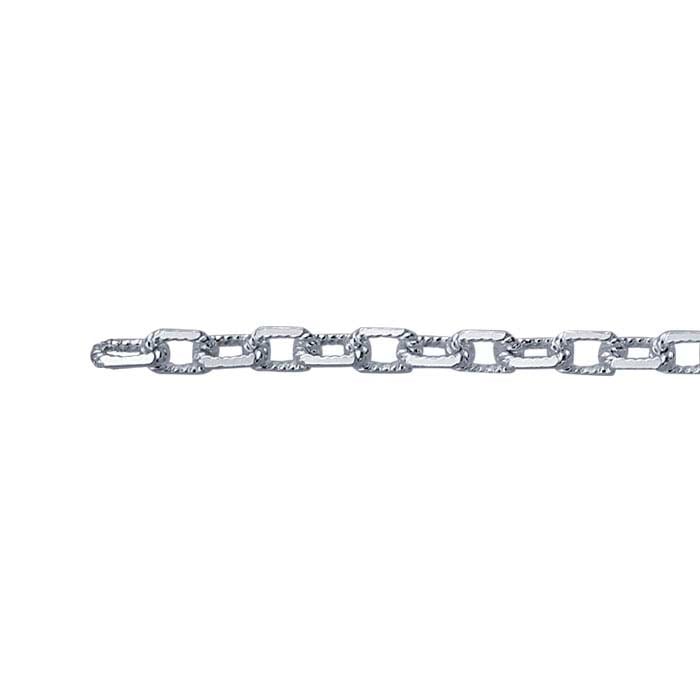 Sterling Silver 3.4mm Textured Beveled Cable Chain - RioGrande