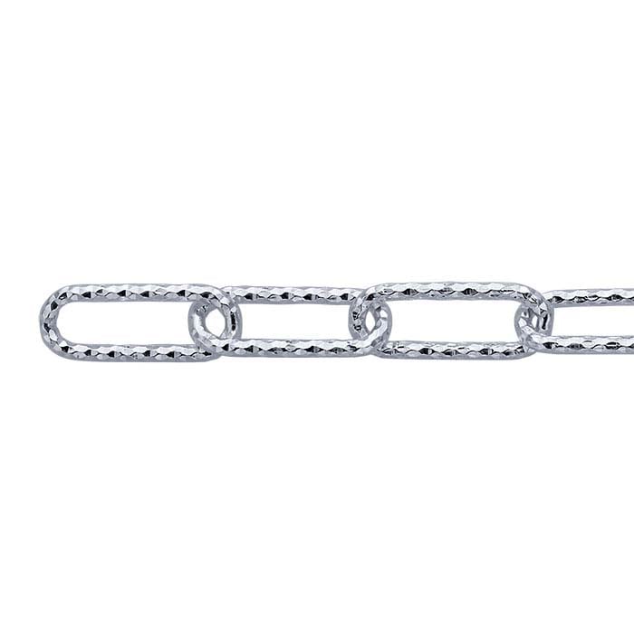 Sterling Silver 6mm DiamondCut Elongated Oval Cable Chain, By the Foot