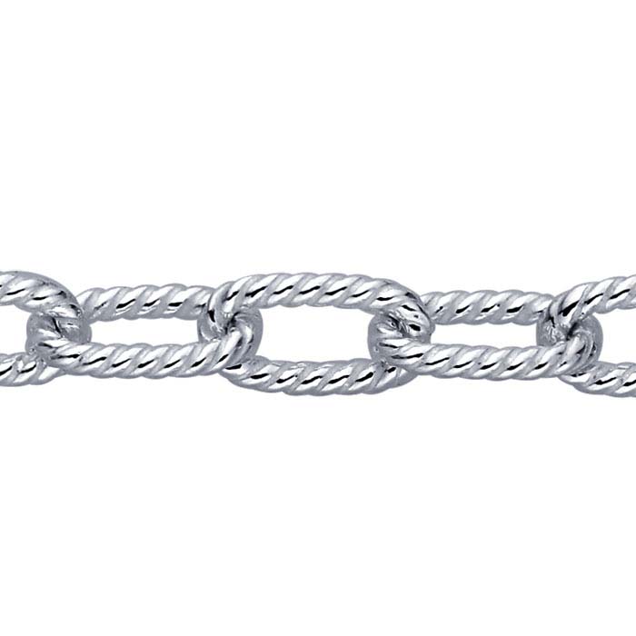 Sterling Silver Twisted Oval Cable Chain, By the Foot  display picture 1