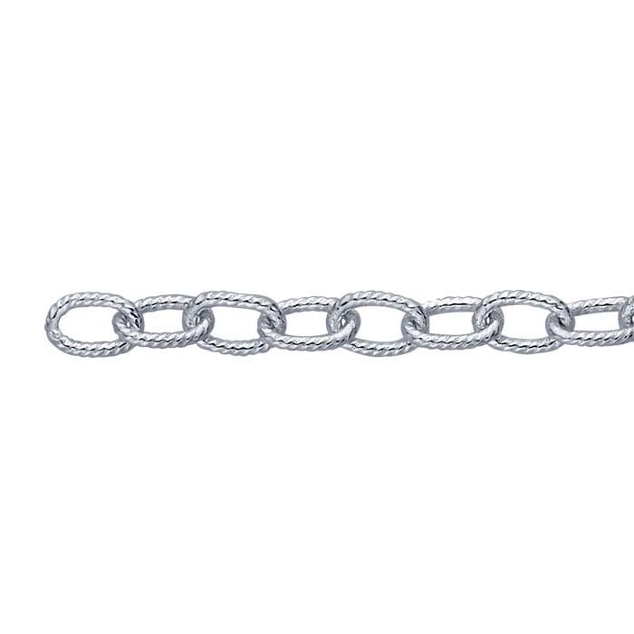Sterling Silver Twisted Oval Cable Chain, By the Foot RioGrande