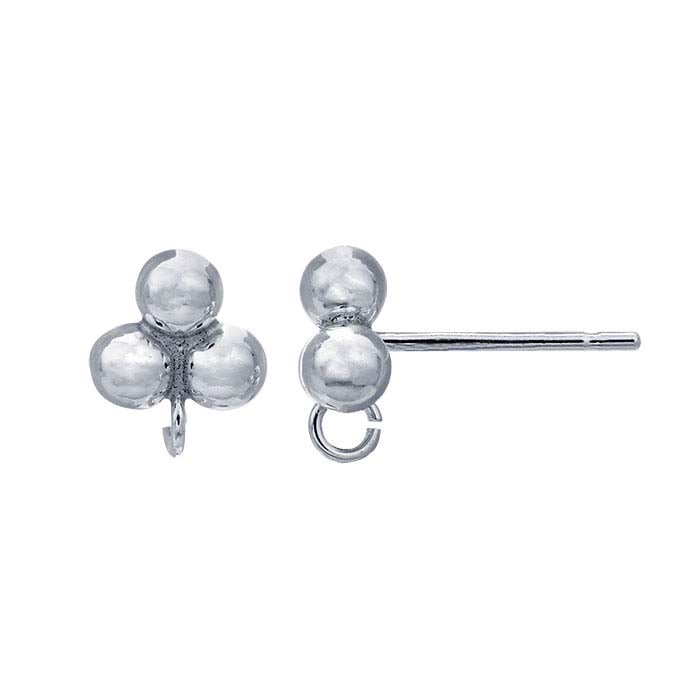 Sterling Silver ThreeBall Post Earring with Ring RioGrande