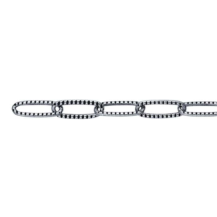 Oxidized Sterling Silver Elongated Cable Chain Oxidized Sterling Silver Elongated Cable Chain