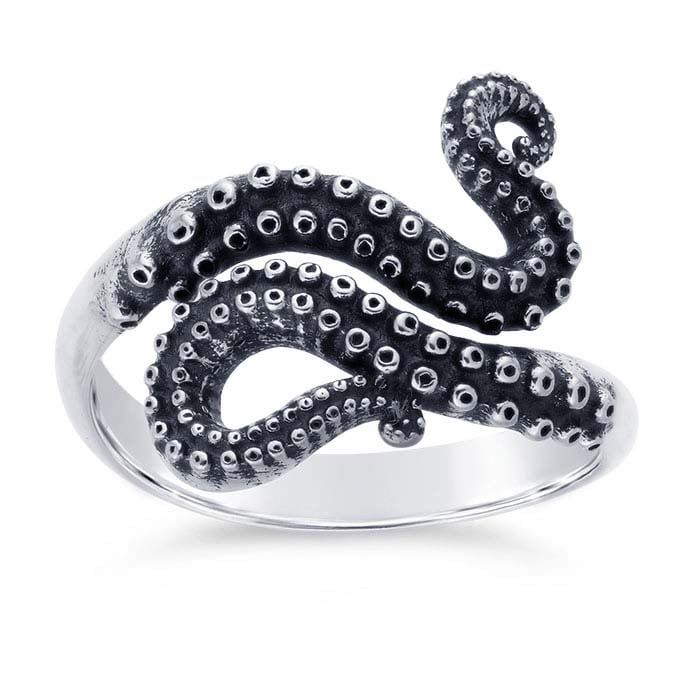 Sterling Silver Octopus Tentacle Ring Adjustable