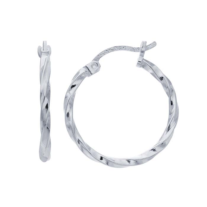 Sterling Silver 1.5mm Square Twist Tubing Hoop Earring RioGrande