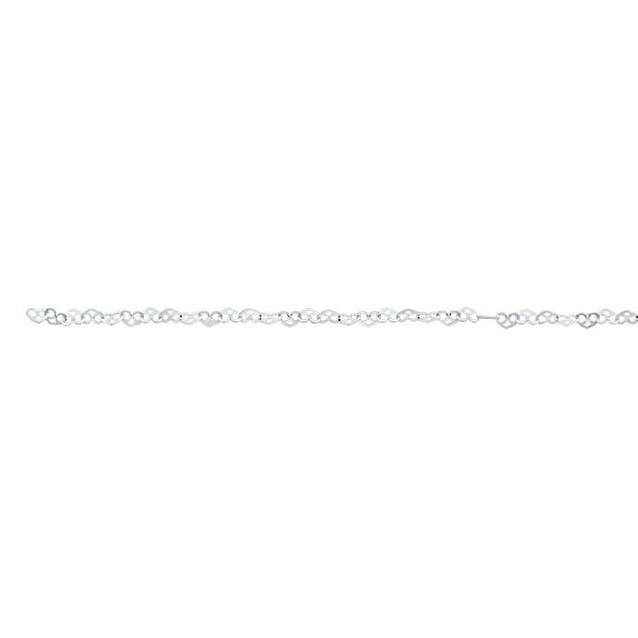 Sterling Silver 2.3mm Flat Heart Link Chain, By the Foot
