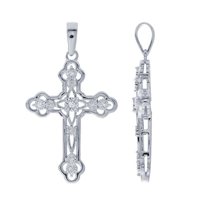 Sterling Silver DiamondSet Cross Pendant RioGrande